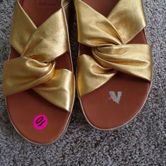 Fitflop gold platform summer sandals 10 - Picture 3 of 8